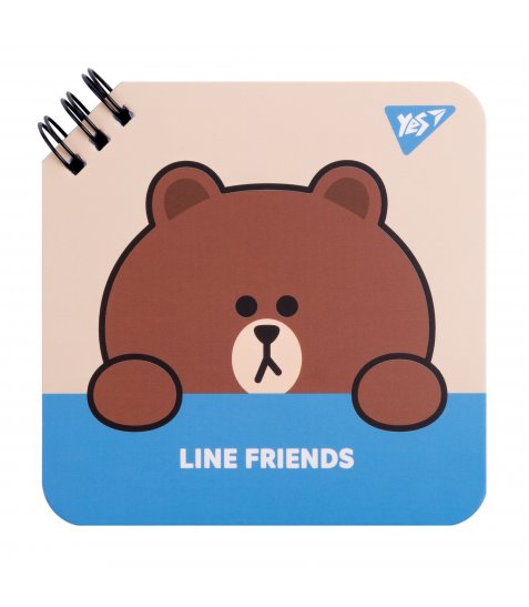 Блокнот YES 110х110мм, 80 арк., подв. cпіраль Line Friends Brown