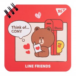 Блокнот YES 110х110 мм, 80 арк., подв. cпіраль Line Friends Think of Cony