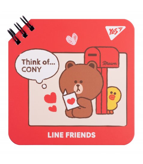 Блокнот YES 110х110 мм, 80 арк., подв. cпіраль Line Friends Think of Cony