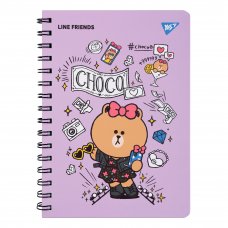 Блокнот YES А5, 80 арк., подв. cпіраль з гумкою Line Friends Choco