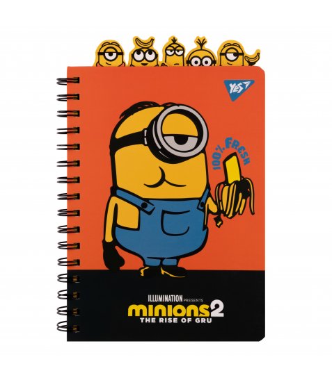 Блокнот YES А5, 80 арк. cпіраль з роздільниками Minions