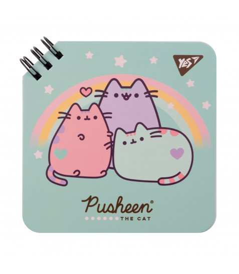 Блокнот Yes 110х110 80 аркушів на cпіралі Pusheen клітинка