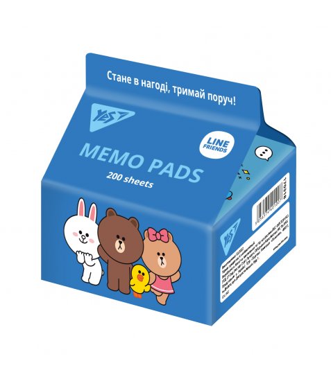 Папір для записів YES Tetra Pak Line Friends 200 арк., 7*7,5см