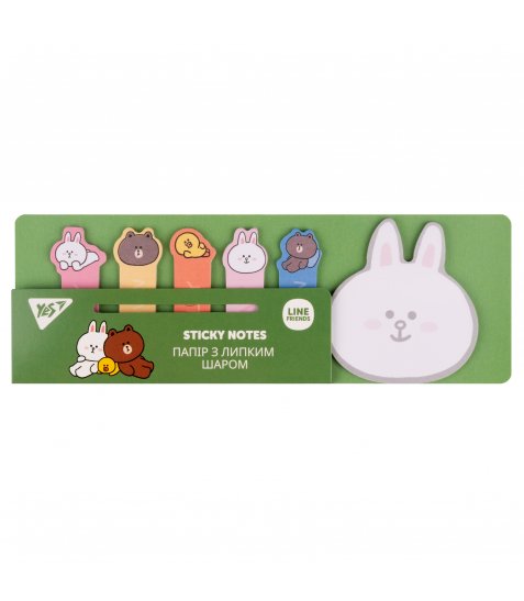 Папір з липким шаром YES Line Friends Cony в наборі 120 аркушів (6х20)