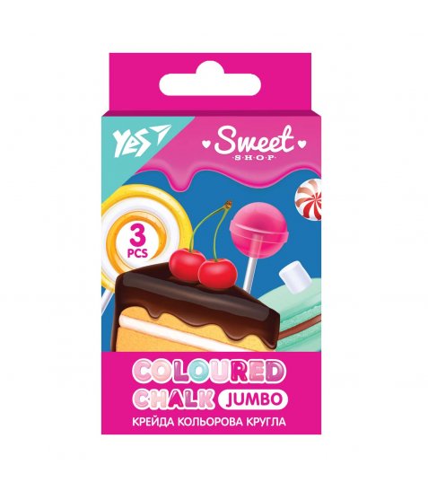 Крейда кольорова YES Sweet Cream 3 шт, JUMBO