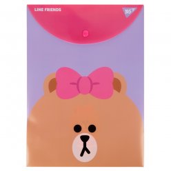 Папка-конверт YES А4 на кнопці Line Friends вертикальна