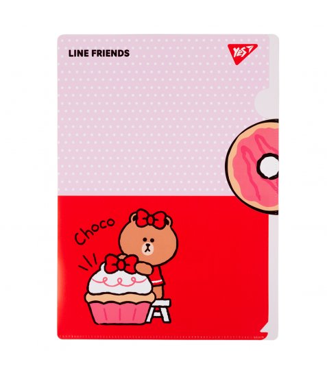 Папка-куток YES A4 з клапаном Line Friends. Choco