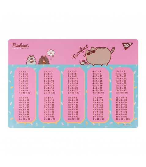 Підкладка для столу  Yes Pusheen Purrfect з підказками таблиця множення А3