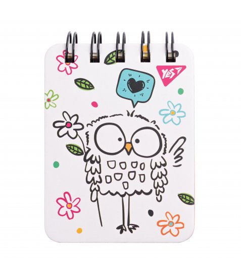 Блокнот YES А7/100 лін. подв. спір. "Sketch animal. Owl", пласт. кишеня