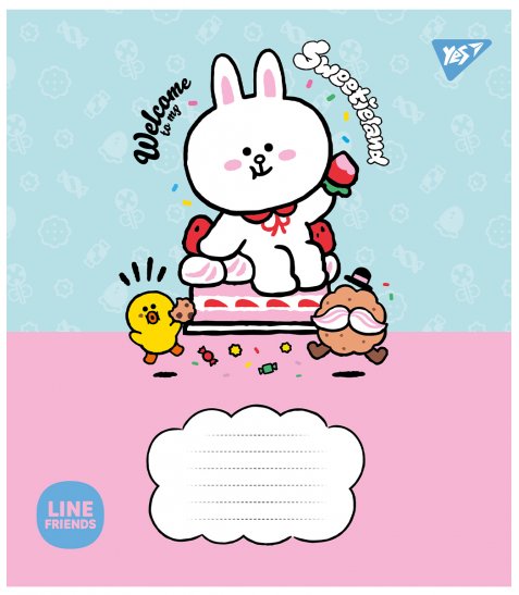 Зошит шкільний Yes Line Friends. Sweetieland А5 12 аркушів клітинка