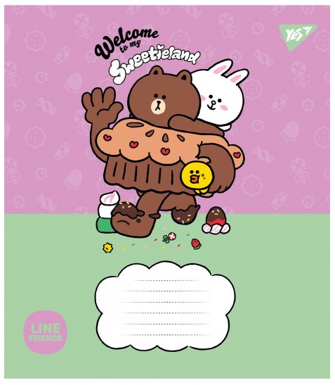 Зошит шкільний Yes Line Friends. Sweetieland А5 12 аркушів клітинка