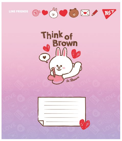 Зошит шкільний Yes Line Friends. Love letter А5 12 аркушів коса лінія