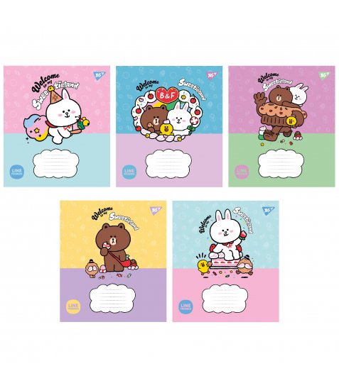 Зошит шкільний Yes Line Friends. Sweetieland А5 12 аркушів коса лінія