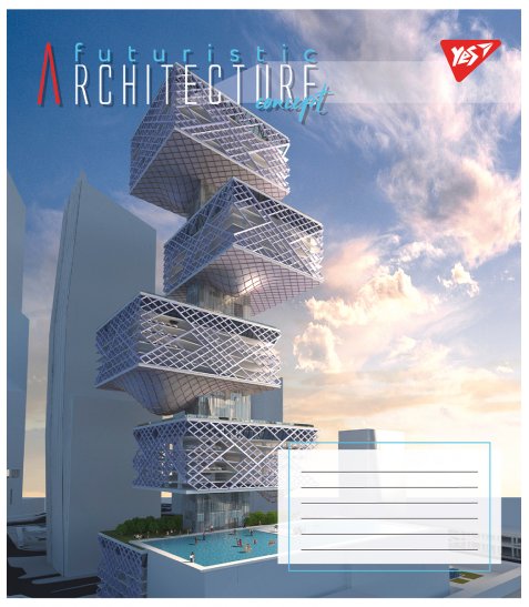 Зошит шкільний Yes Futuristic architecture А5 24 аркушів клітинка