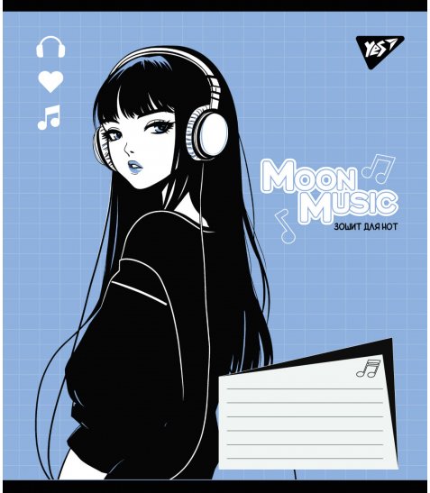 А5+ 12 аркушів Yes Anime moon music нотний зошит