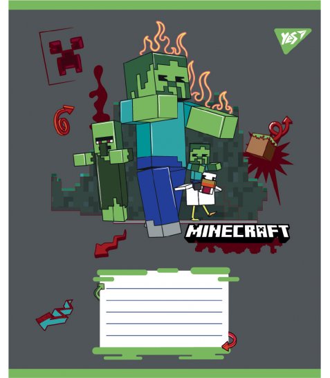 Зошит учнівський шкільний Yes Minecraft Heroes А5 12 аркушів клітинка