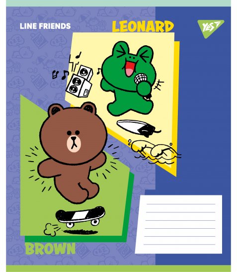 Зошит учнівський шкільний Yes Line Friends Funny А5 12 аркушів коса лінія