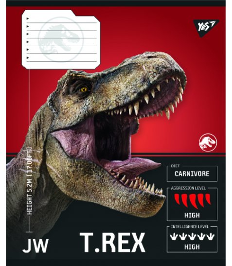 Зошит учнівський шкільний Yes JURASSIC WORLD Strength and Power А5 12 аркушів клітинка