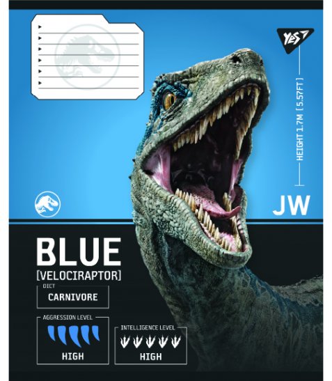 Зошит учнівський шкільний Yes JURASSIC WORLD Strength and Power А5 12 аркушів клітинка