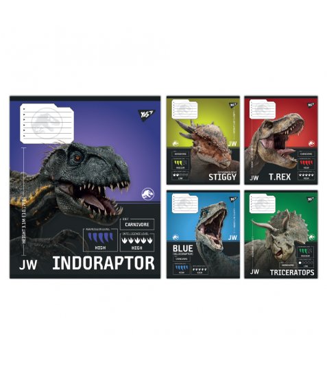 Зошит учнівський шкільний Yes JURASSIC WORLD Strength and Power А5 12 аркушів клітинка