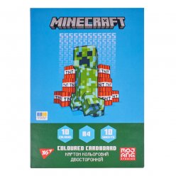 Картон кольоровий двосторонній Yes Minecraft 10 аркушів А4 папка