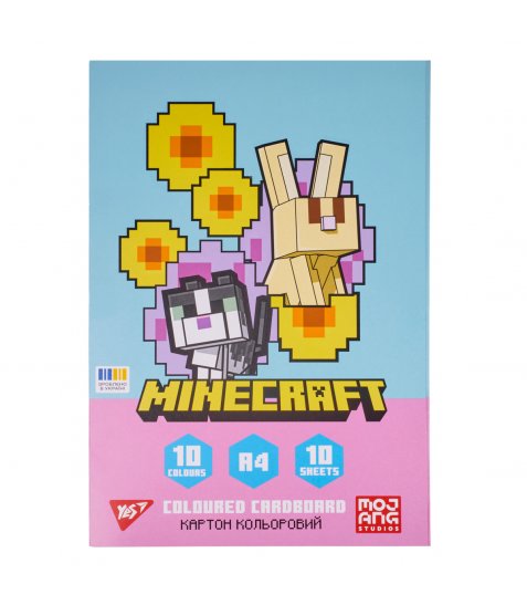 Картон кольоровий односторонній Yes Minecraft Spring 10 аркушів А4 папка